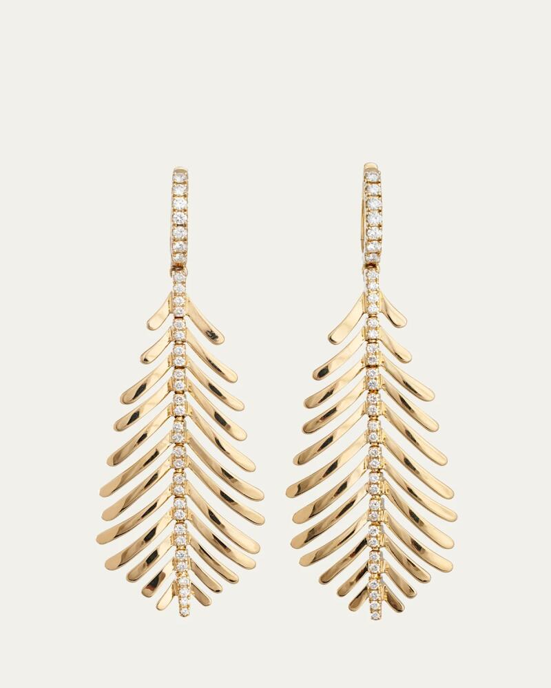 Sidney Garber 18K Yellow Gold Plume Earrings with Diamonds Cover