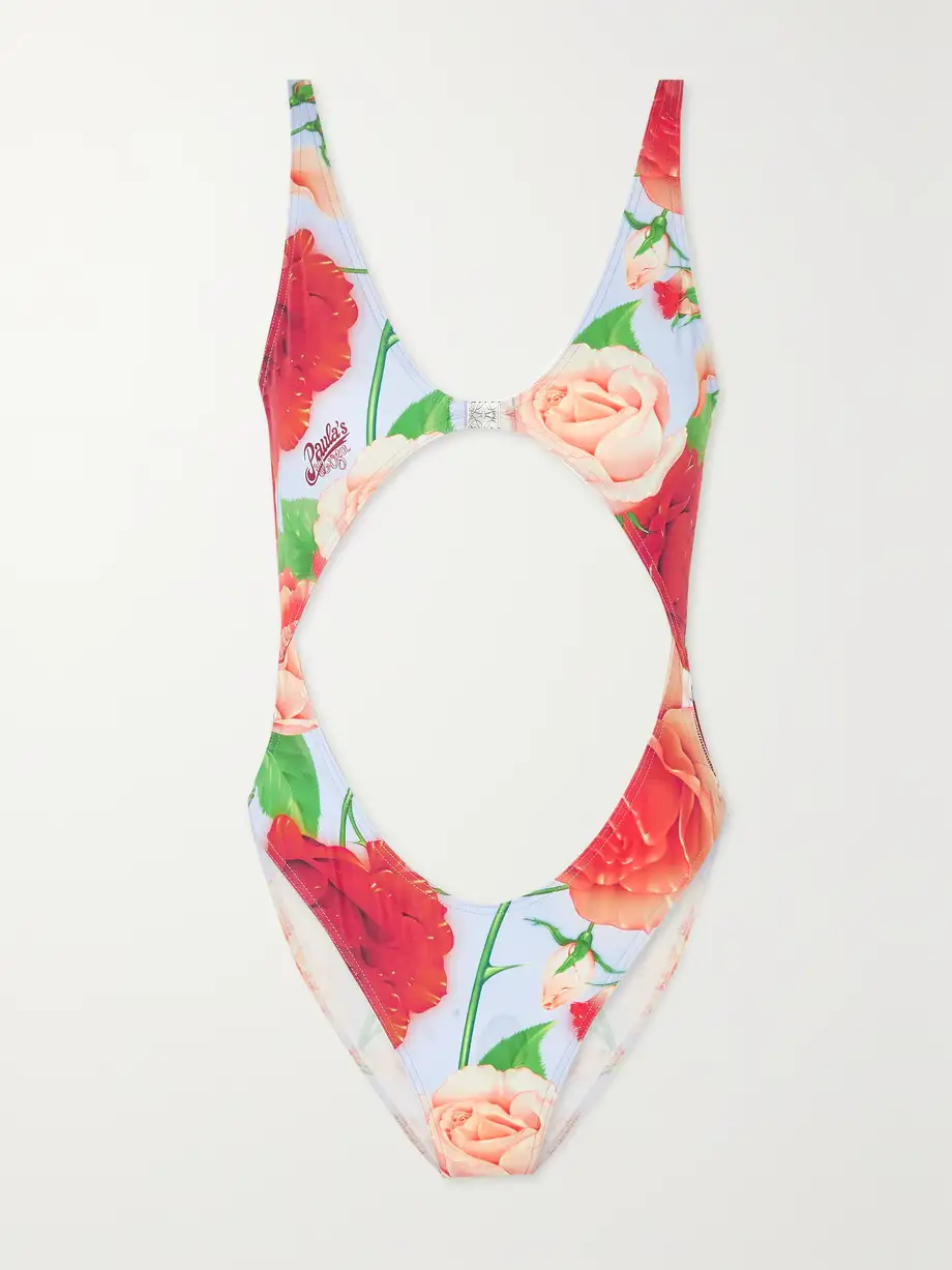 Loewe - + Paula's Ibiza Roses Cutout Floral-print Stretch Swimsuit - Pink Cover