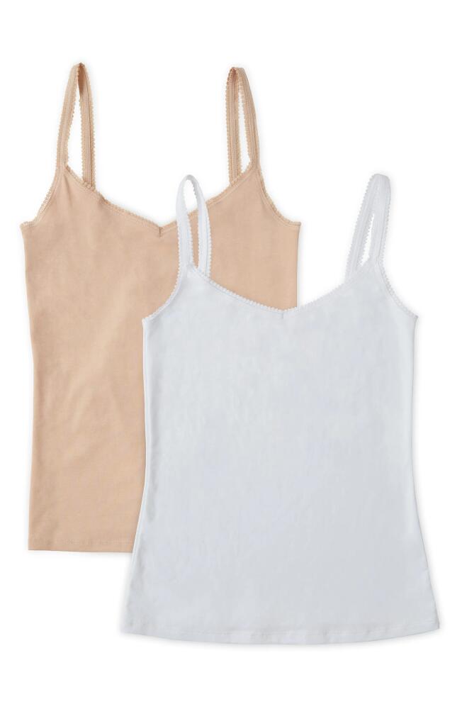 On Gossamer 2-Pack Cabana Cotton Reversible Camisoles in Champagne/White Cover