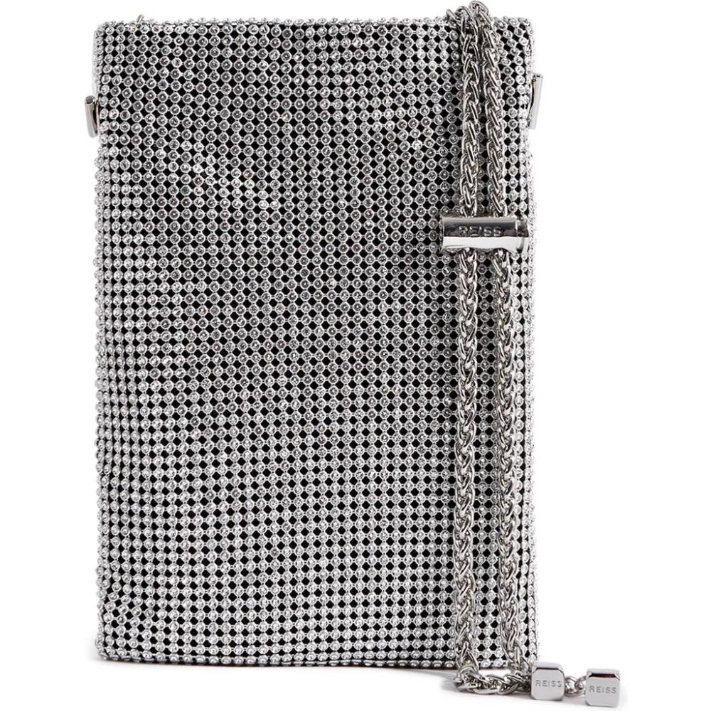 Reiss Zuri Crystal Embellished Shoulder Bag in Silver Cover