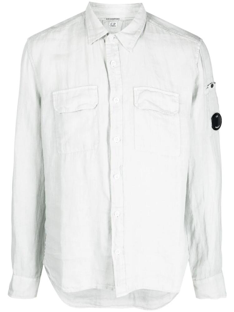 C.P. Company logo-patch linen shirt - Grey Cover