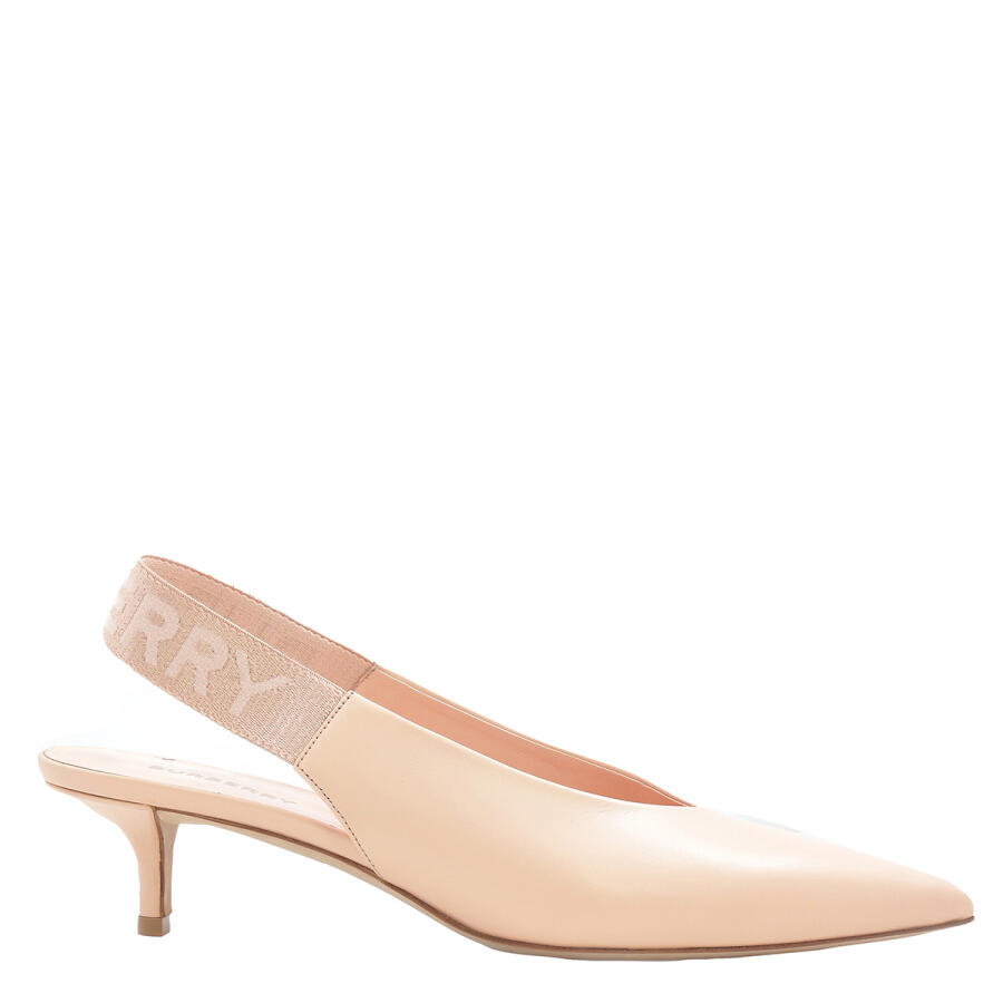 Burberry Ladies Peach Pink Malinda Logo Slingback Pointy Toe Pumps Cover