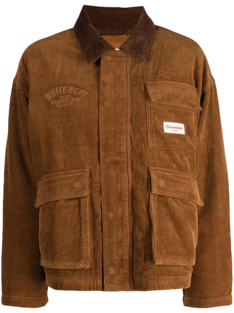 CHOCOOLATE logo-embroidered corduroy bomber jacket - Brown Cover