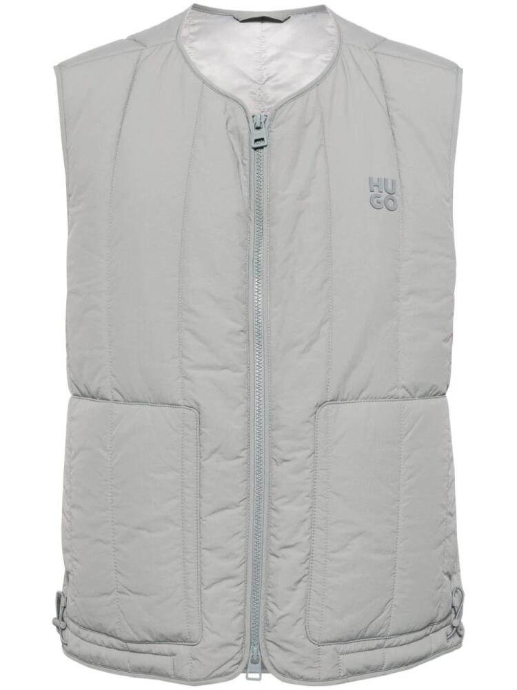 HUGO logo-appliqué quilted gilet - Grey Cover