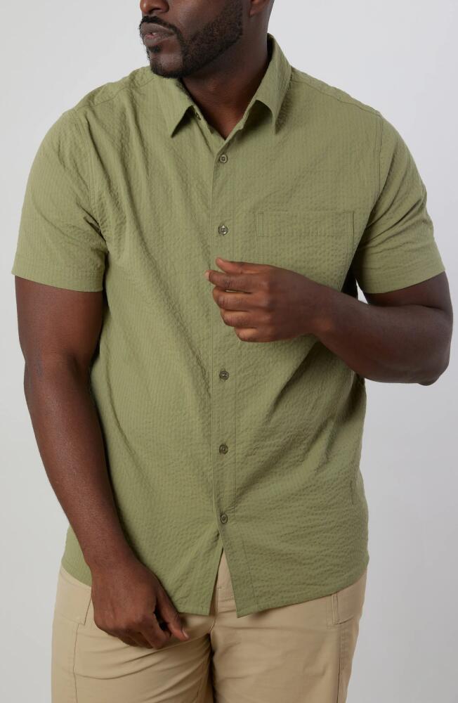 Rainforest The Acadia Seersucker Short Sleeve Button-Up Shirt in Light Olive Cover