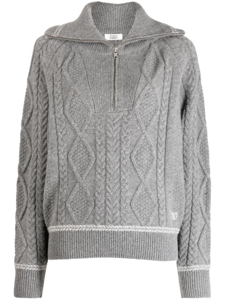 STUDIO TOMBOY cable-knit half-zip jumper - Grey Cover