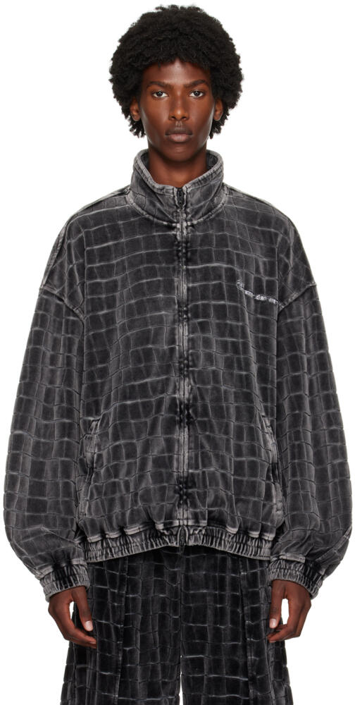 Alexander Wang Gray Crocodile Velour Track Jacket Cover