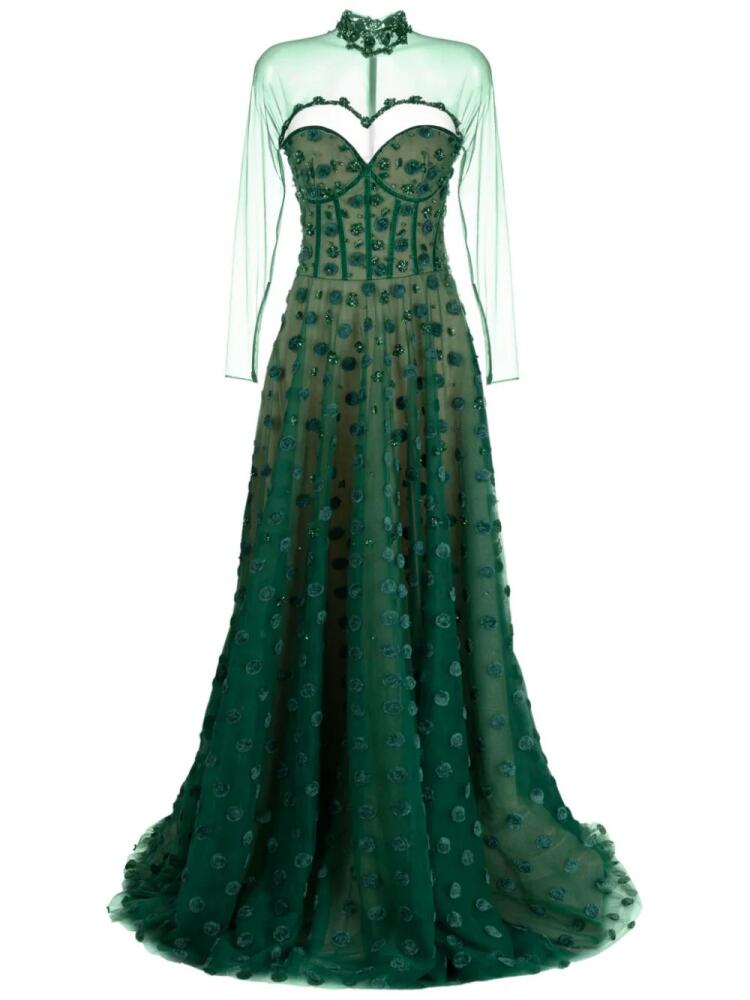 Saiid Kobeisy polka dot beaded tulle gown - Green Cover