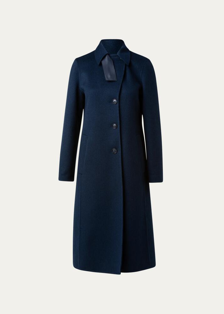 Akris Cashmere Double-Face Coat w/ Leather Strap Cover