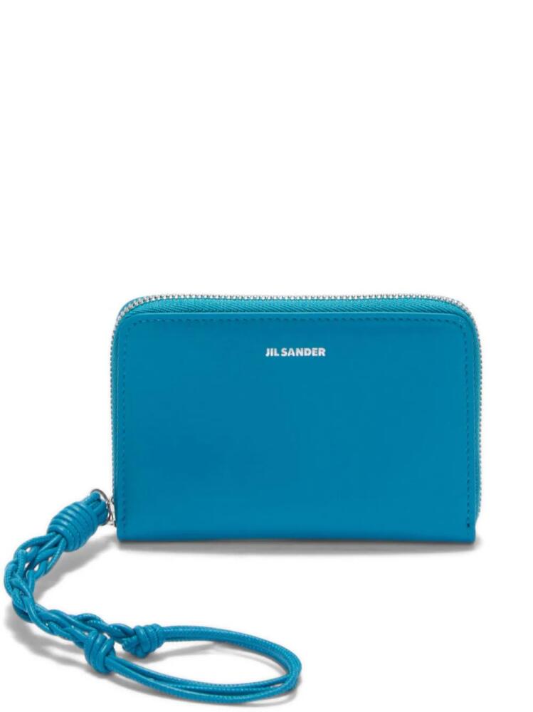 Jil Sander logo-stamp leather wallet - Blue Cover