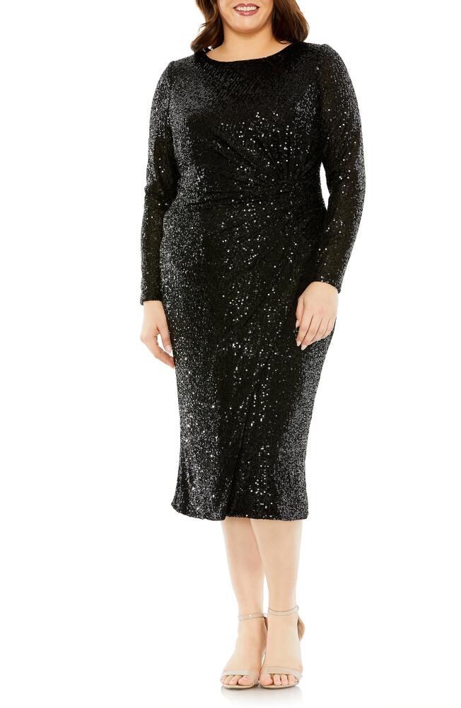 FABULOUSS BY MAC DUGGAL Sequin Long Sleeve Cocktail Dress in Black Cover