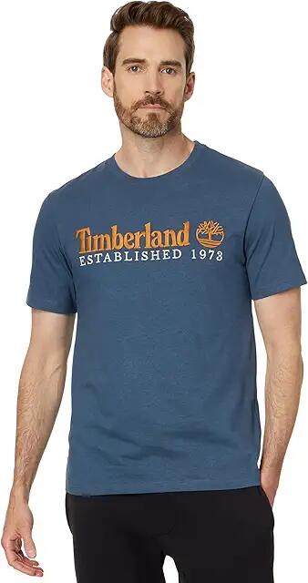 Timberland Embroidery Logo Tee (Dark Denim) Men's T Shirt Cover