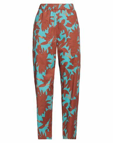 Niū Woman Pants Turquoise Cotton, Elastane Cover