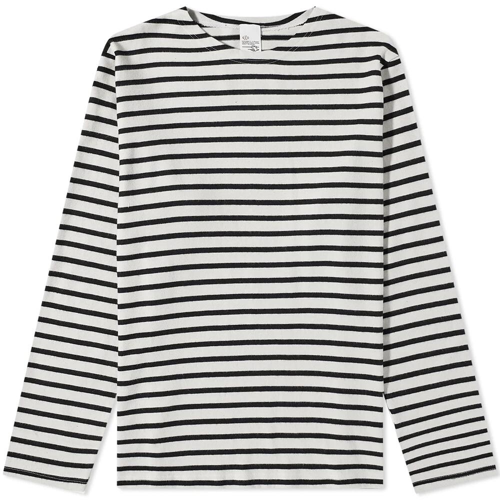 Nudie Jeans Co Men's Nudie Long Sleeve Charles Sailor Stripe T-Shirt in Off White/Black Cover