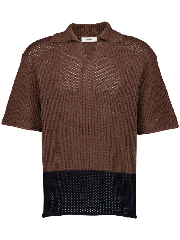 COMMAS two-tone crochet polo shirt - Brown Cover