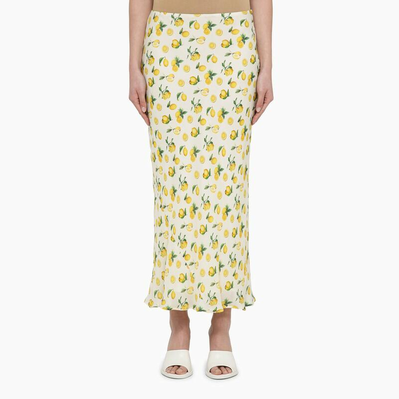 Sportmax Vanilla long skirt with silk lemon print Cover