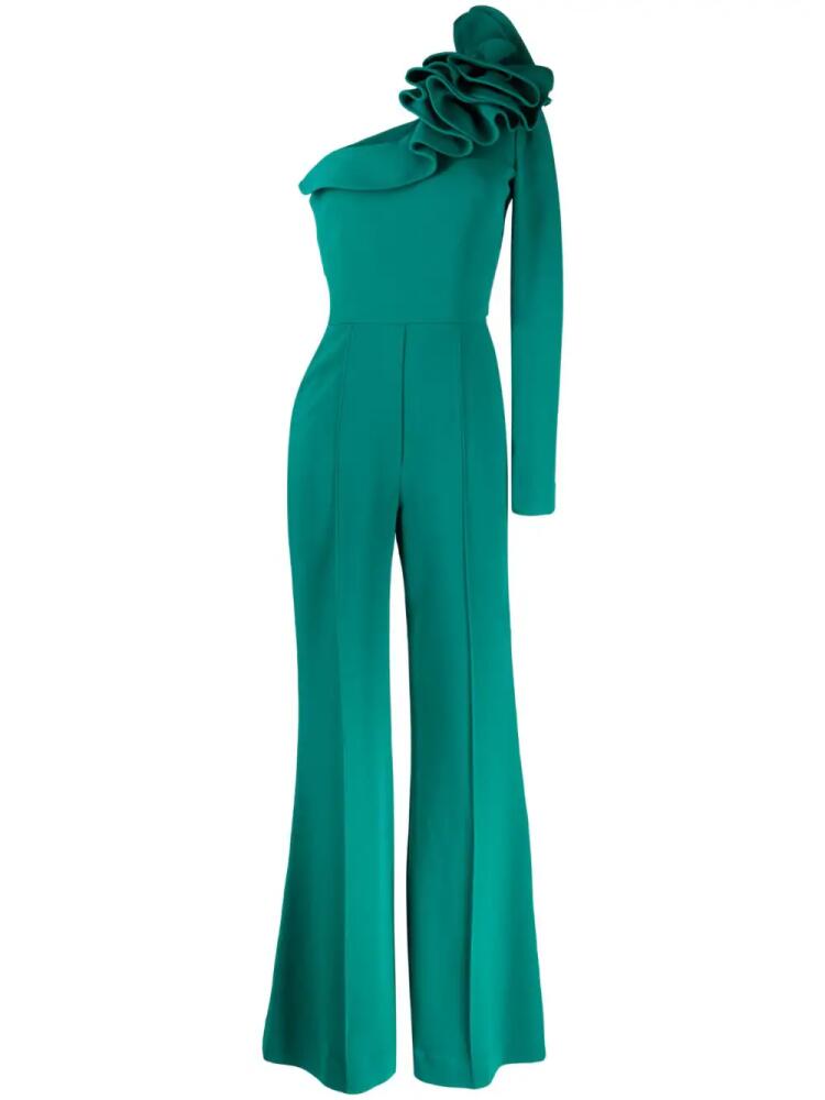 Elie Saab one-shoulder ruffled jumpsuit - Green Cover