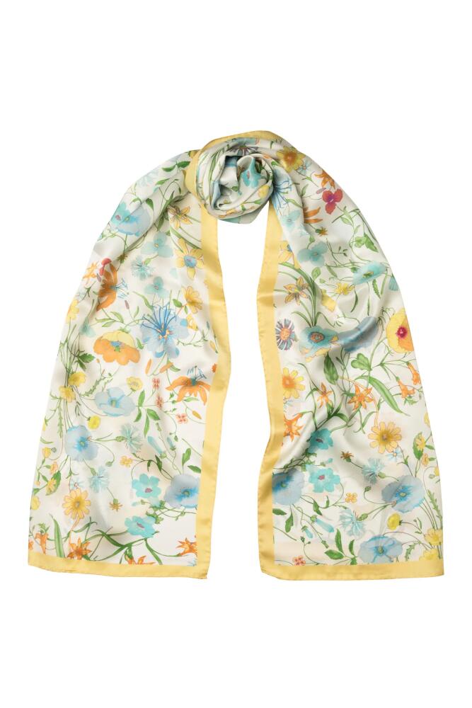 Elizabetta Primavera - Long Satin Silk Scarf for Women in Yellow Cover