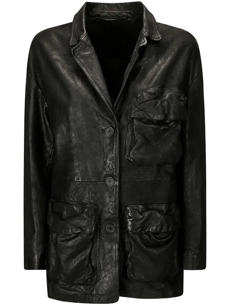 Salvatore Santoro distressed leather blazer - Black Cover