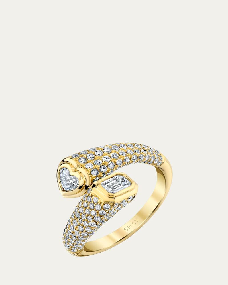 SHAY 18K Yellow Gold Diamond Pave Bypass Pinky Ring, Size 4 Cover