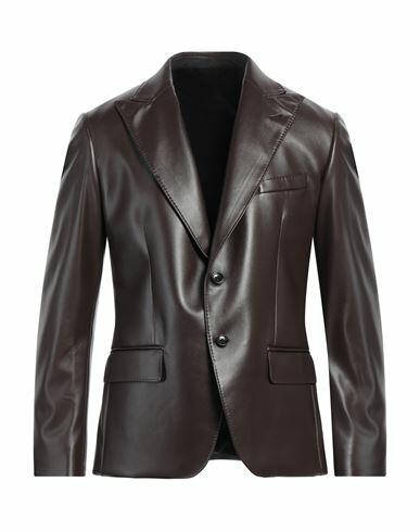 Reveres 1949 Man Blazer Dark brown Polyurethane, Polyester Cover