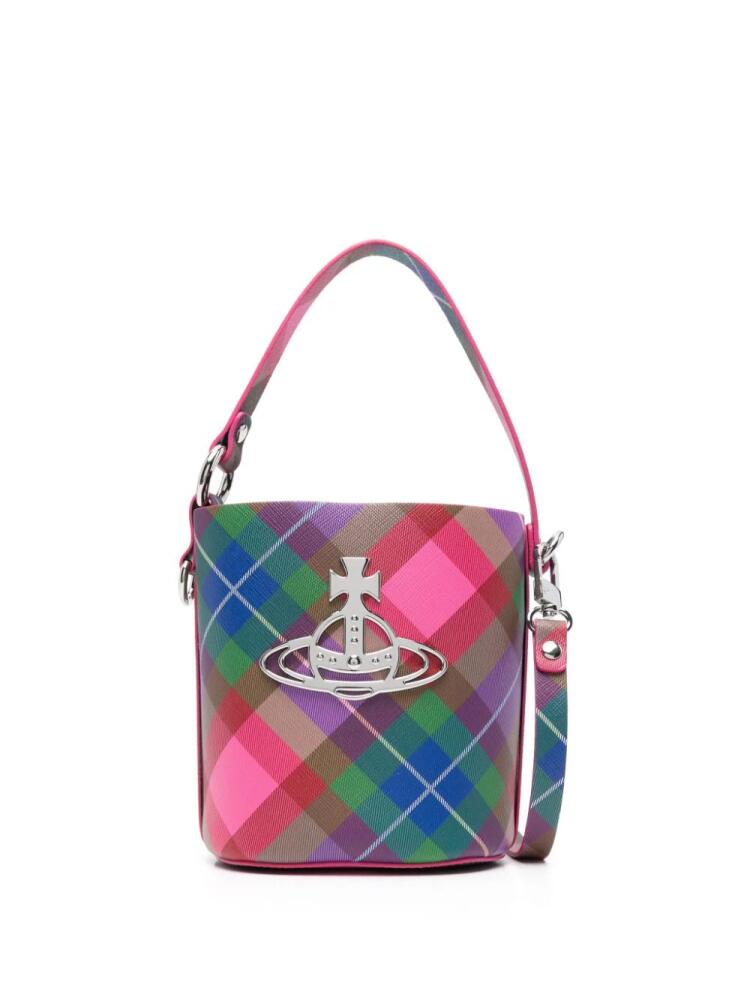 Vivienne Westwood Orb-plaque checked bucket bag - Pink Cover