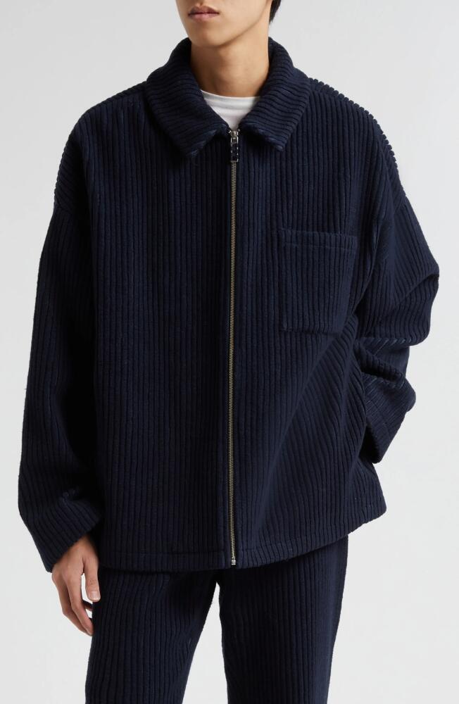 The Elder Statesman Cuddle Wool Blend Corduroy Zip Jacket in Navy Cover