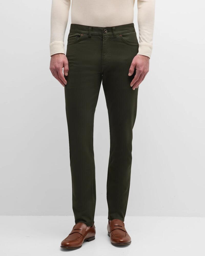 Isaia Men's Tapered Leg 5-Pocket Pants Cover