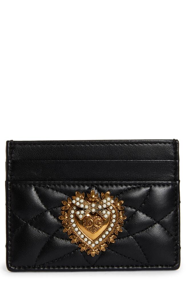 Dolce&Gabbana Devotion Matelassé Leather Card Case in Black Cover