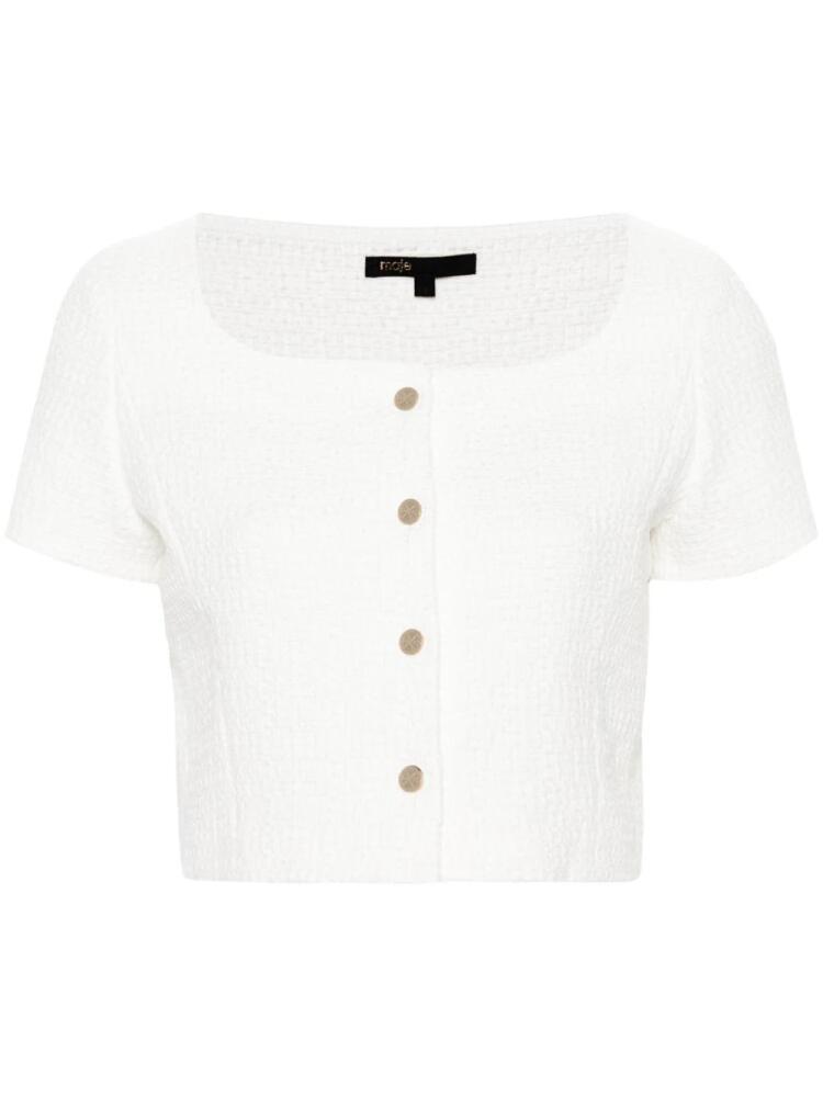 Maje cropped tweed jacket - White Cover