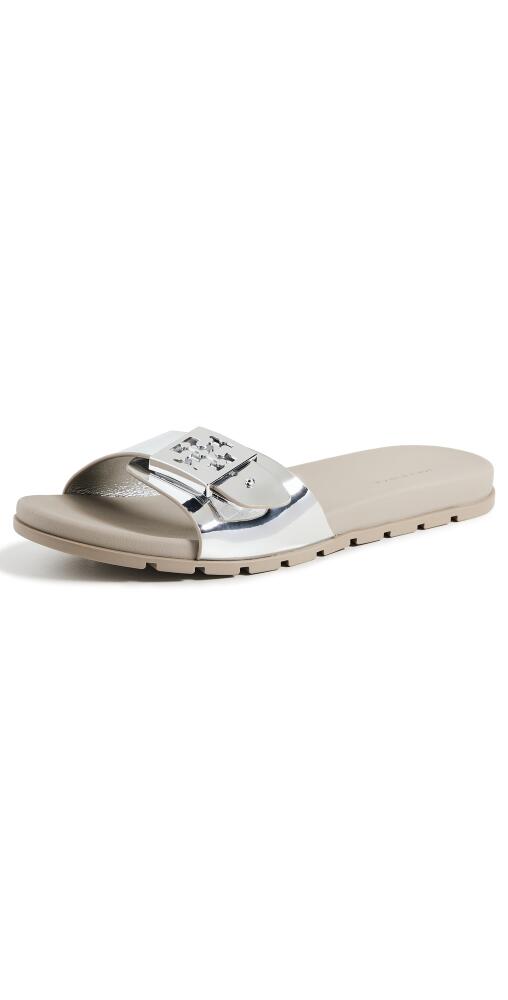 Tory Burch Buckle Slides Silver / Silver / Aluminum Cover