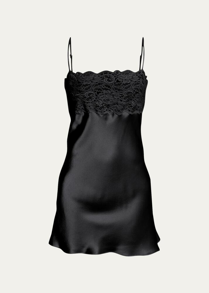 Christine Lingerie Bijoux Lace-Trim Silk Chemise Cover