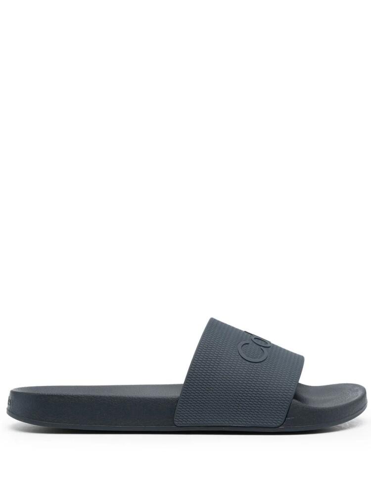 Calvin Klein debossed-logo open-toe slides - Blue Cover