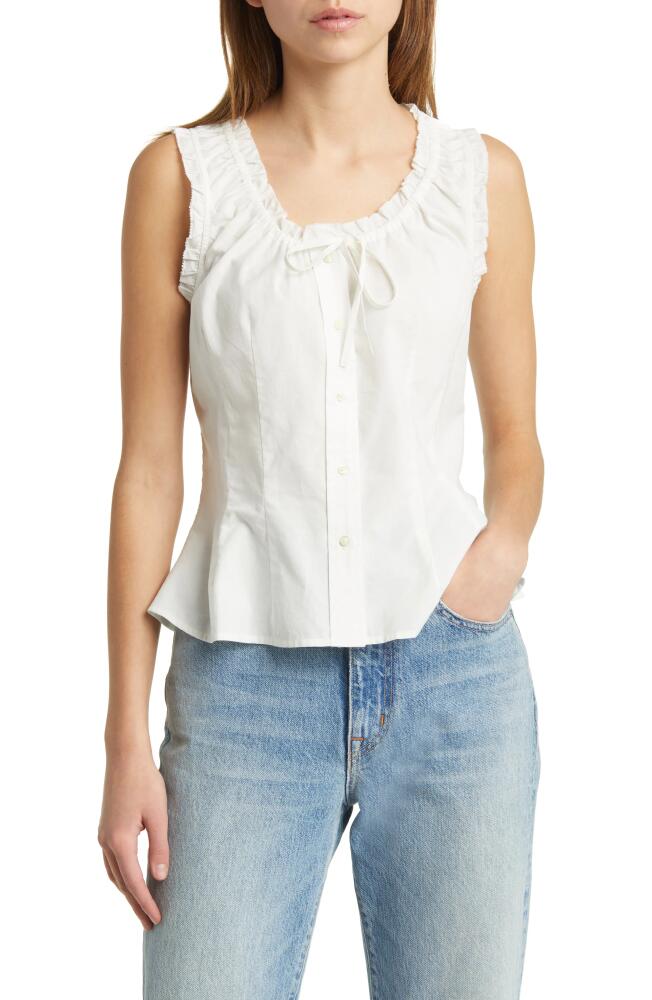 THE GREAT. The Abbey Sleeveless Cotton Button-Up Shirt in True White Cover