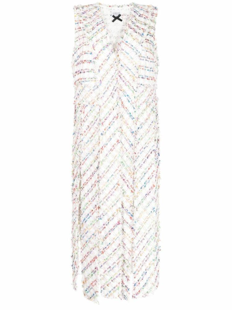 Edward Achour Paris longline fringed tweed gilet - Multicolour Cover