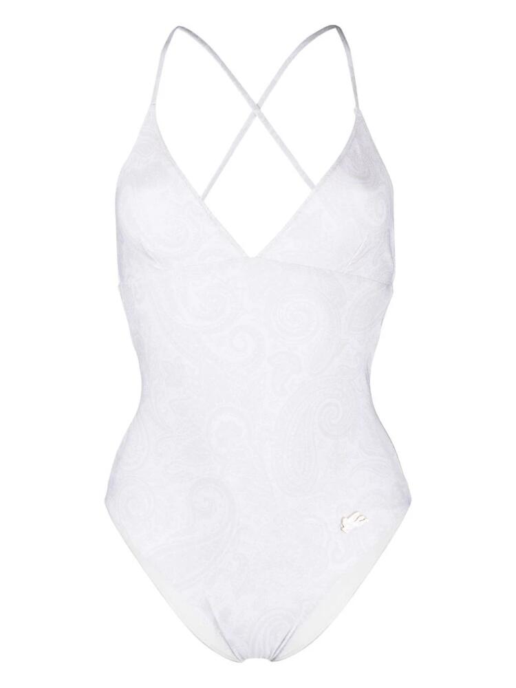 ETRO logo-patch detail swimsuit - White Cover