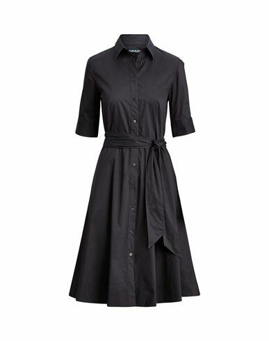 Lauren Ralph Lauren Cotton-blend Shirtdress Woman Midi dress Black Cotton, Nylon, Elastane Cover