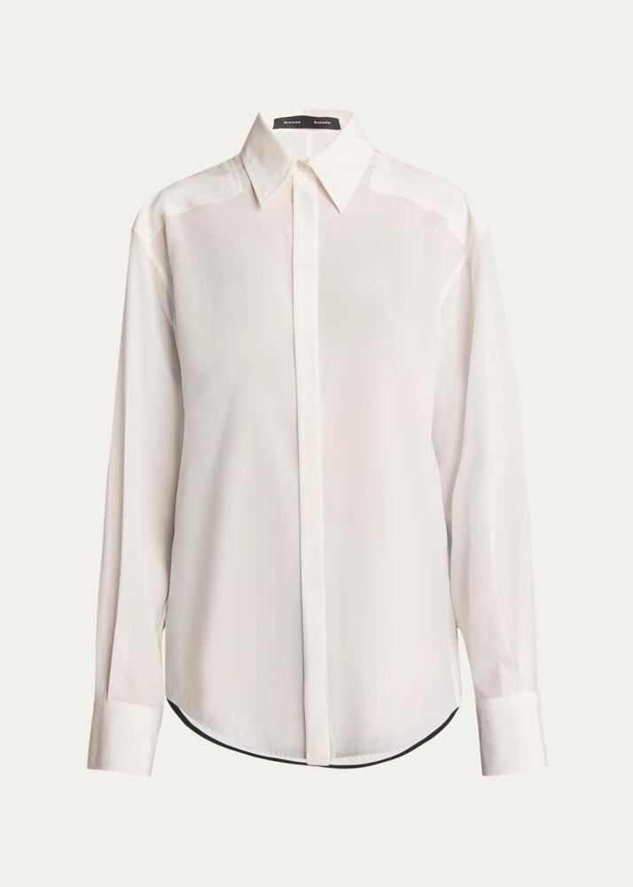 Proenza Schouler Demi Button-Down Stretch Silk Viscose Blouse Cover