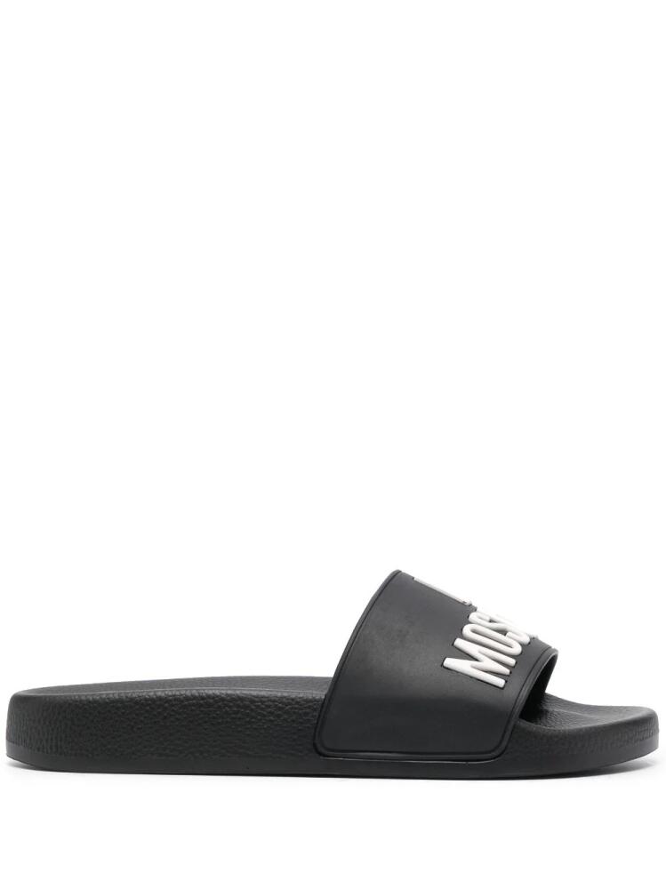 Love Moschino 3D-logo flat slides - Black Cover