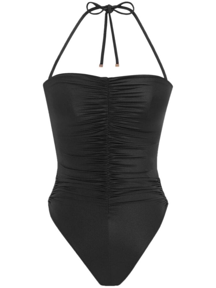 Saint Laurent ruched haltereck-tie swimsuit - Black Cover