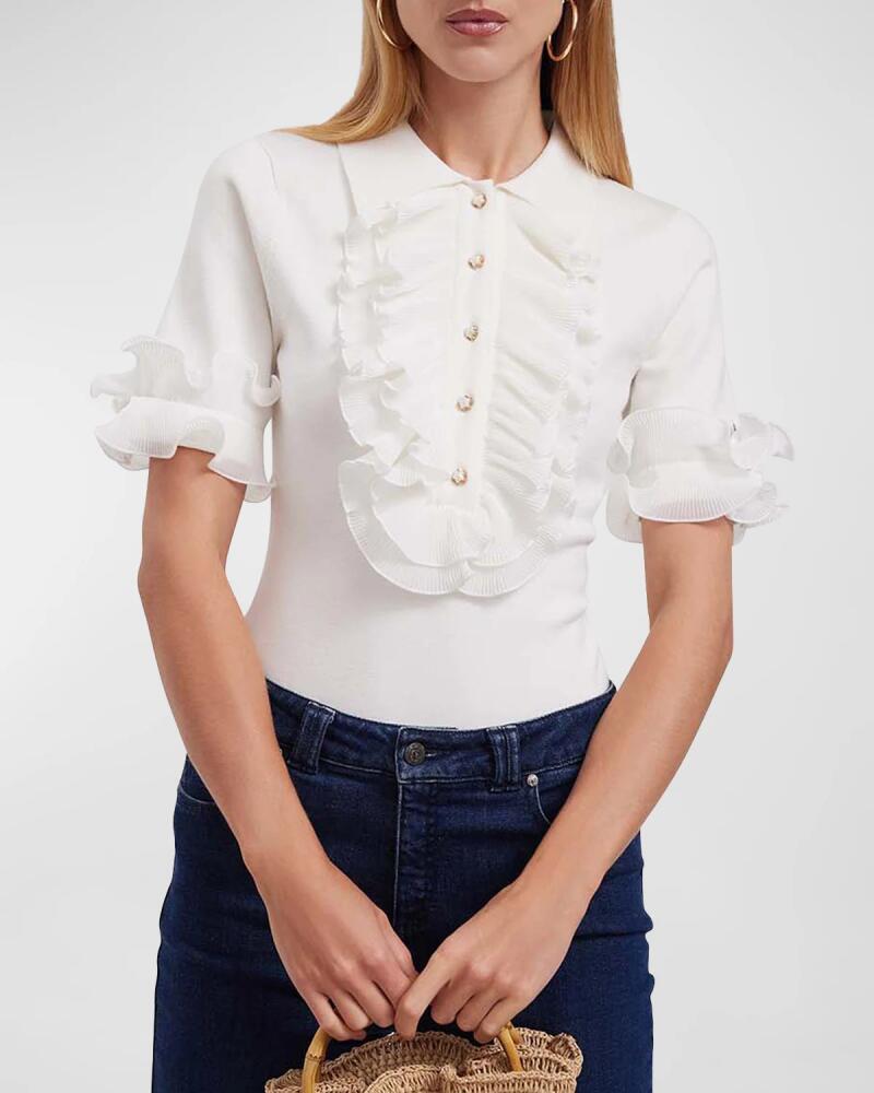 Anne Fontaine Maelys Ruffle-Trim Knit Shirt Cover