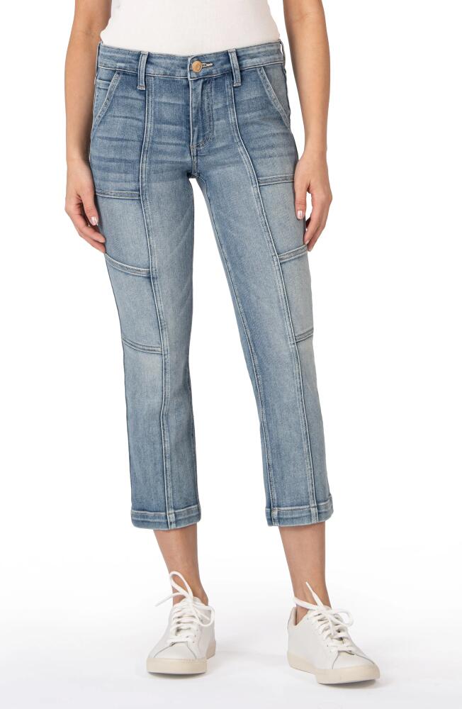 KUT from the Kloth Reese Seamed Crop Slim Straight Leg Jeans in Character W/Med Cover