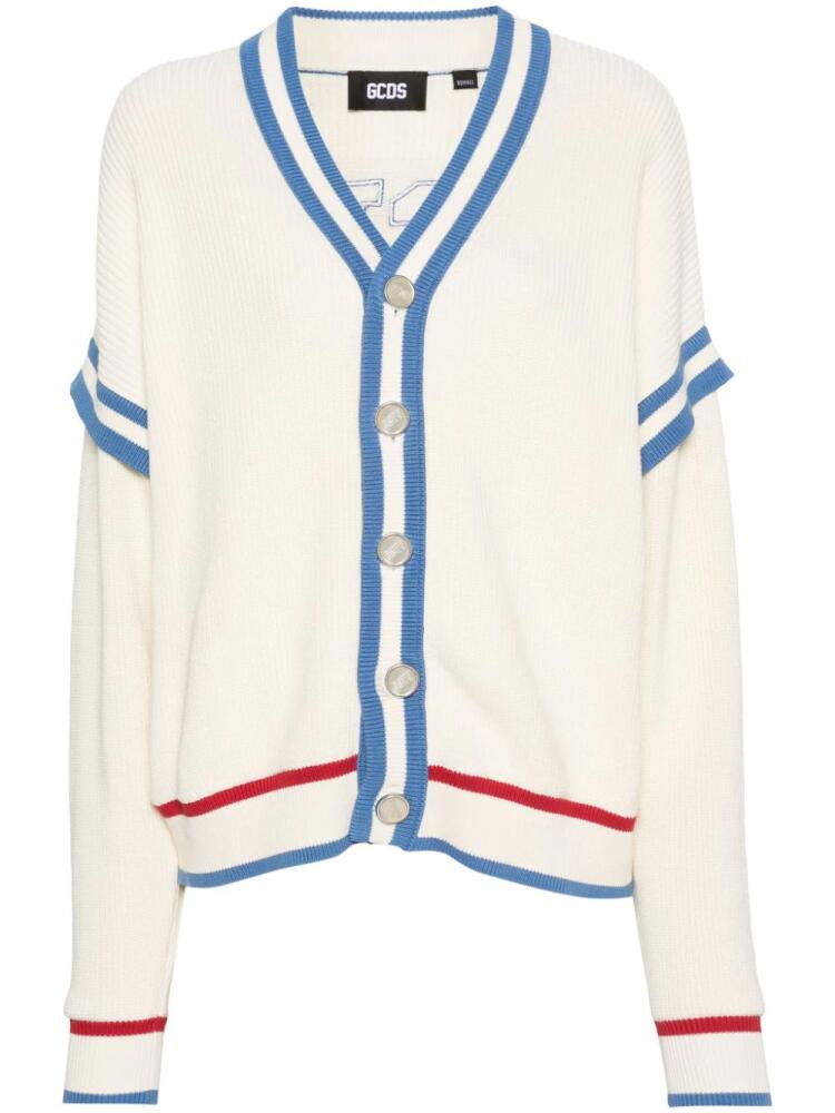 GCDS logo-patch cotton cardigan - White Cover