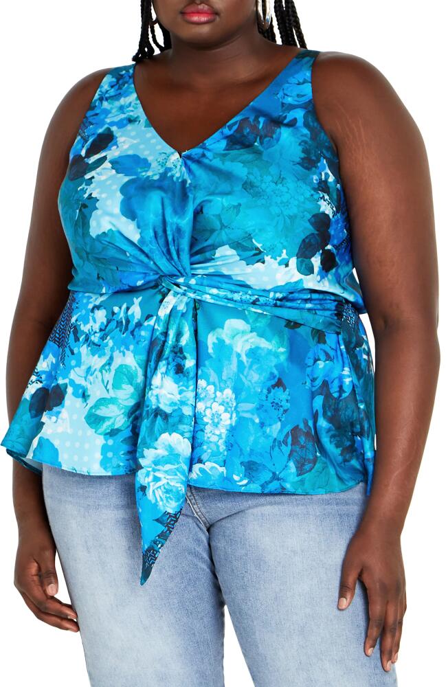 City Chic Serena Twist Floral Tank in Blue Beauty Cover