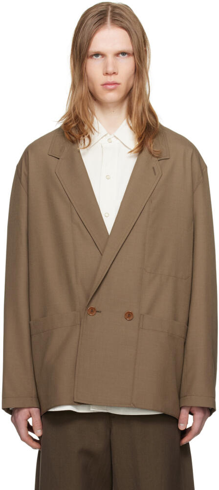 LEMAIRE Brown Double Breasted Blazer Cover