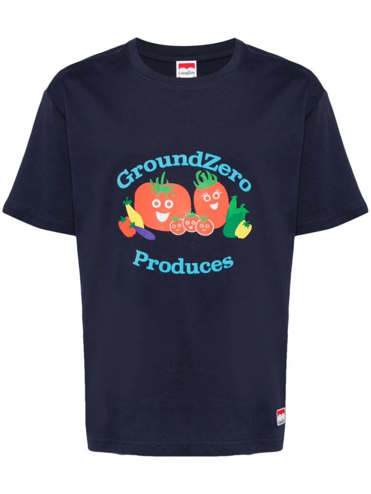 Ground Zero graphic-print cotton T-shirt - Blue Cover