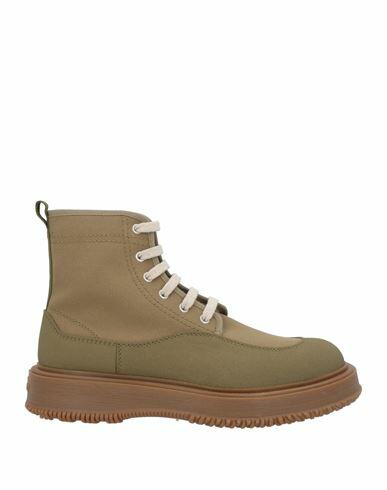 Hogan Man Ankle boots Military green Textile fibers, Soft Leather Cover