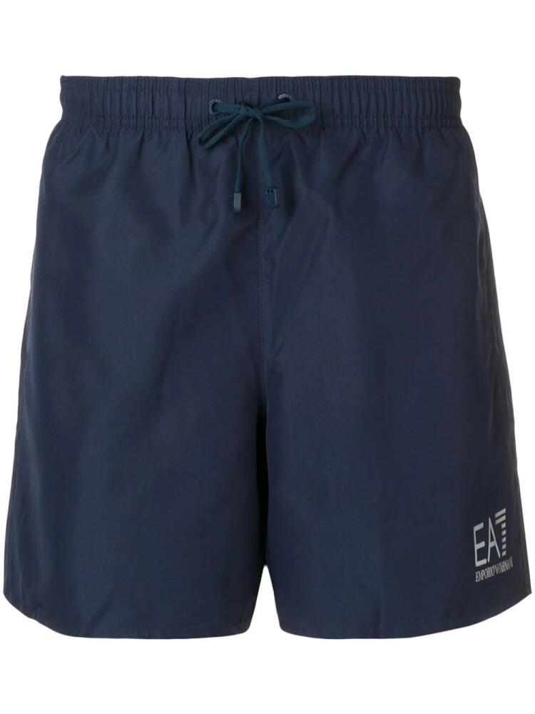 Ea7 Emporio Armani logo print swim shorts - Blue Cover