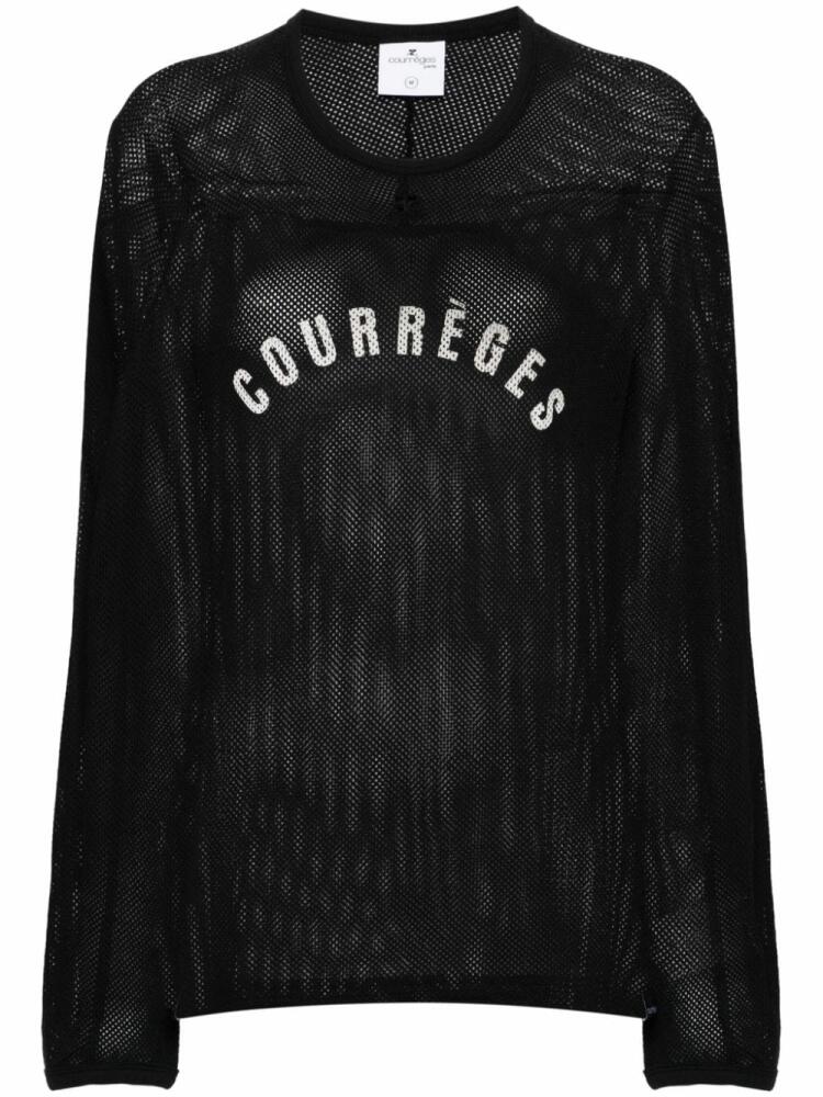 Courrèges logo-print perforated T-shirt - Black Cover