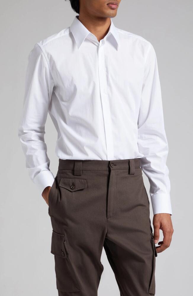 Dolce & Gabbana Martini Fit Cotton Poplin Button-Up Shirt in Opt. White Cover